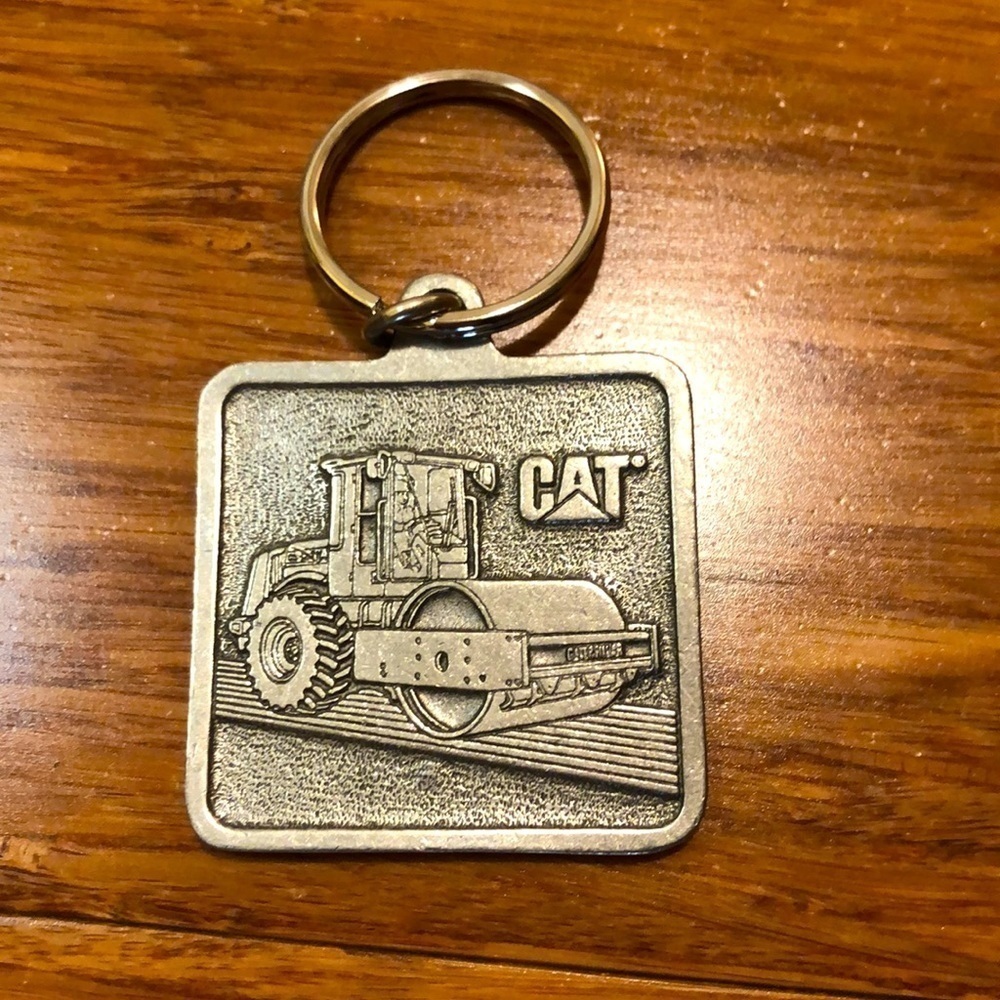 CAT bulldozer silver tone key ring